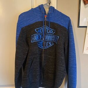 Harley-Davidson Black and Blue Zip-Up Hoodie